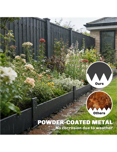 Outsunny 5pcs Garden Fence, Metal Picket Fence Panels, 102x15cm, Black