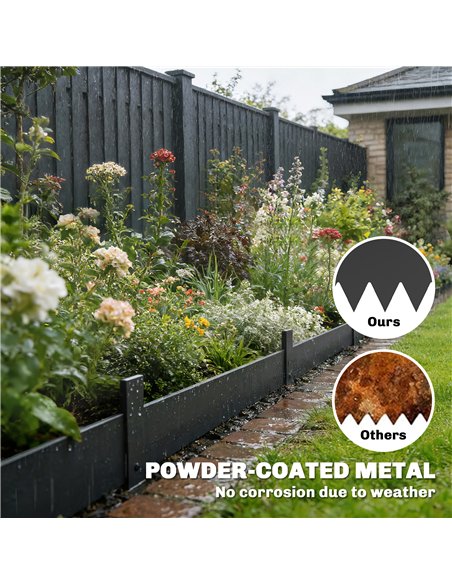 Outsunny 5pcs Garden Fence, Metal Picket Fence Panels, 102x15cm, Black - pic 202549 | FastDaddyshop