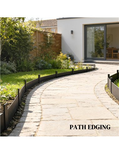 Outsunny 5pcs Garden Fence, Metal Picket Fence Panels, 102x15cm, Black