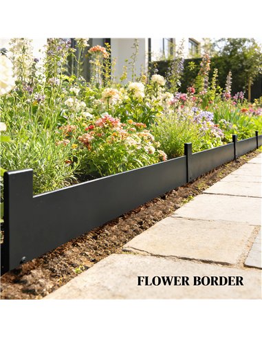 Outsunny 5pcs Garden Fence, Metal Picket Fence Panels, 102x15cm, Black
