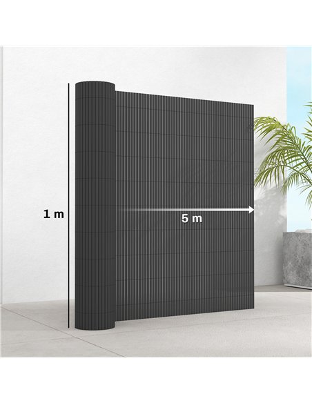 Outsunny 2Pcs Plastic Privacy Screening Fence, 1m x 5 m Waterproof Windbreak Fence, Dark Grey - pic 202555 | FastDaddyshop