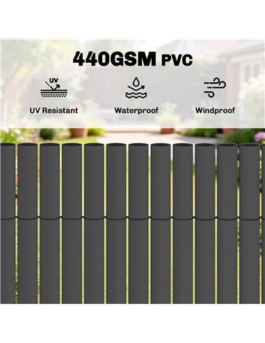 Outsunny 2Pcs Plastic Privacy Screening Fence, 1m x 5 m Waterproof Windbreak Fence, Dark Grey