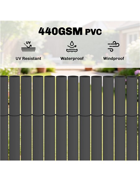 Outsunny 2Pcs Plastic Privacy Screening Fence, 1m x 5 m Waterproof Windbreak Fence, Dark Grey - pic 202556 | FastDaddyshop