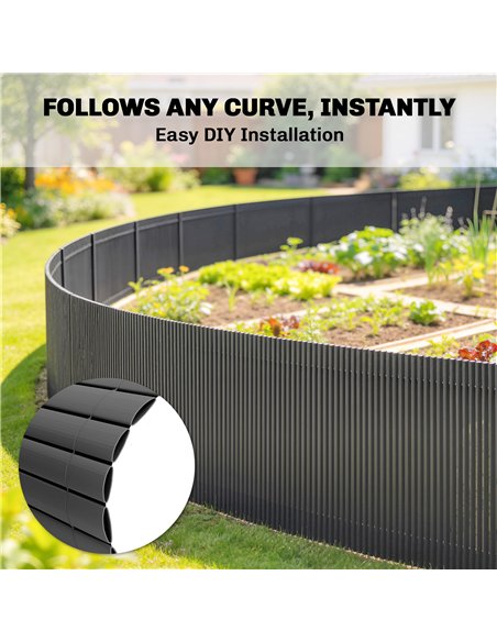 Outsunny 2Pcs Plastic Privacy Screening Fence, 1m x 5 m Waterproof Windbreak Fence, Dark Grey - pic 202558 | FastDaddyshop