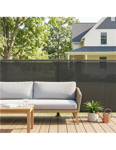 Outsunny 2Pcs Plastic Privacy Screening Fence, 1m x 3 m Waterproof Windbreak Fence, Dark Grey