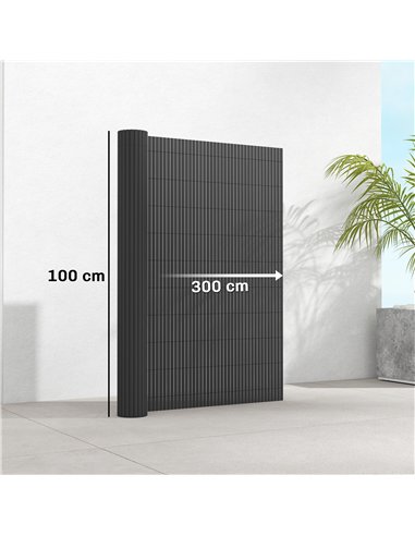 Outsunny 2Pcs Plastic Privacy Screening Fence, 1m x 3 m Waterproof Windbreak Fence, Dark Grey
