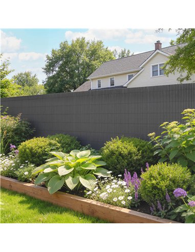 Outsunny 2Pcs Plastic Privacy Screening Fence, 1m x 3 m Waterproof Windbreak Fence, Dark Grey