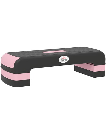 HOMCOM Aerobic Step with 3-Level Adjustable Heights for Home, Office Exercise, Black and Pink - pic 202580 | FastDaddyshop