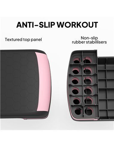 HOMCOM Aerobic Step with 3-Level Adjustable Heights for Home, Office Exercise, Black and Pink