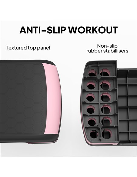HOMCOM Aerobic Step with 3-Level Adjustable Heights for Home, Office Exercise, Black and Pink - pic 202585 | FastDaddyshop