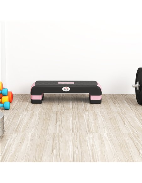 HOMCOM Aerobic Step with 3-Level Adjustable Heights for Home, Office Exercise, Black and Pink - pic 202587 | FastDaddyshop