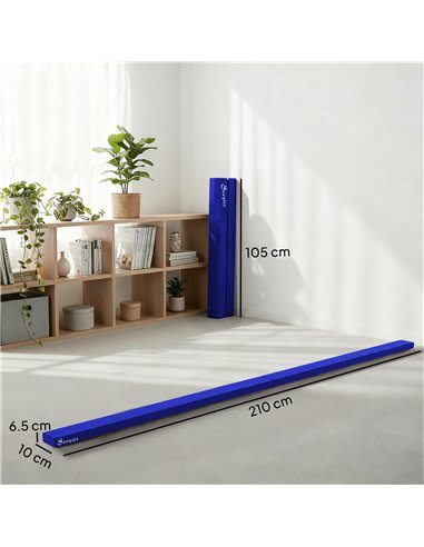 HOMCOM 2.1M 7FT Gymnastics Folding Balance Beam Home Gym Training Exercise Sports - Blue