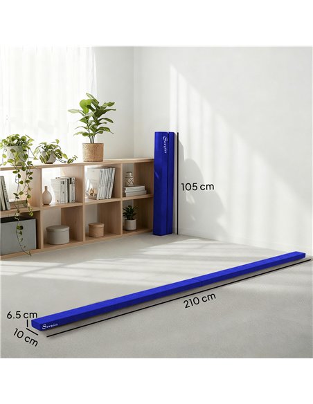 HOMCOM 2.1M 7FT Gymnastics Folding Balance Beam Home Gym Training Exercise Sports - Blue - pic 202591 | FastDaddyshop