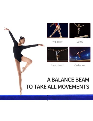 HOMCOM 2.1M 7FT Gymnastics Folding Balance Beam Home Gym Training Exercise Sports - Blue