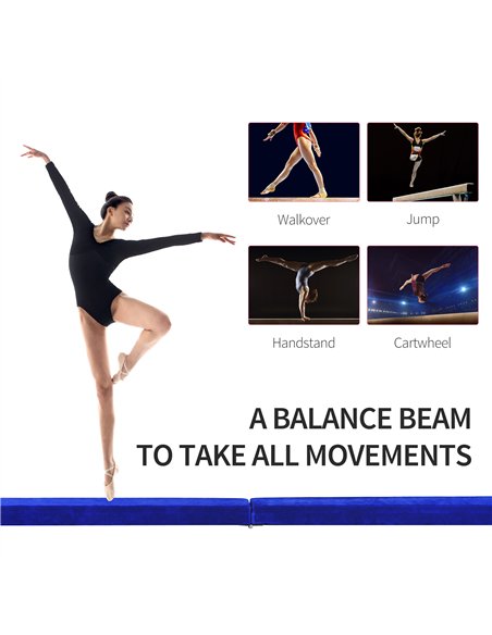 HOMCOM 2.1M 7FT Gymnastics Folding Balance Beam Home Gym Training Exercise Sports - Blue - pic 202595 | FastDaddyshop
