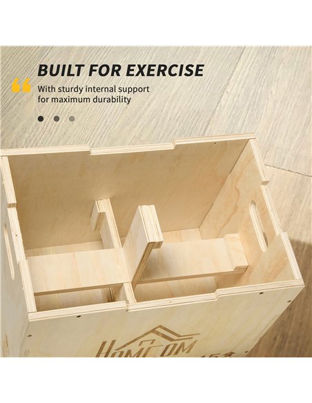 HOMCOM 3-in-1 Wooden Plyo Box, Plyometric Jump Box with Handle Openings for Home Gym, Workout Training, 16" x 20" x 24", Natural - pic 202603 | FastDaddyshop