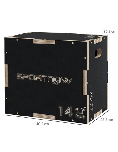 SPORTNOW Multi-Faceted Jump Box, Wooden Step Up Box, for Home, Gym, Exercise, Black