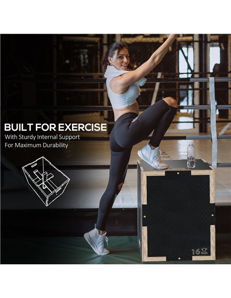 SPORTNOW Multi-Faceted Jump Box, Wooden Step Up Box, for Home, Gym, Exercise, Black - pic 202612 | FastDaddyshop