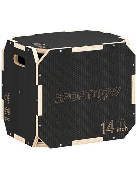 SPORTNOW Non-Slip Plyo Box, Corner-free Wooden Jump Box, 31 x 36 x 41 cm - pic 202625 | FastDaddyshop