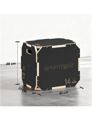 SPORTNOW Non-Slip Plyo Box, Corner-free Wooden Jump Box, 31 x 36 x 41 cm
