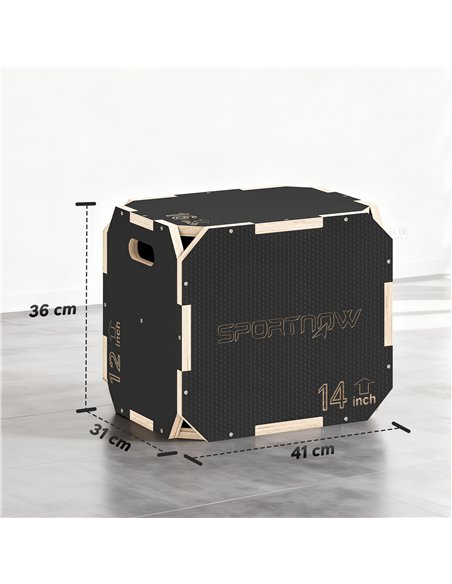 SPORTNOW Non-Slip Plyo Box, Corner-free Wooden Jump Box, 31 x 36 x 41 cm - pic 202627 | FastDaddyshop