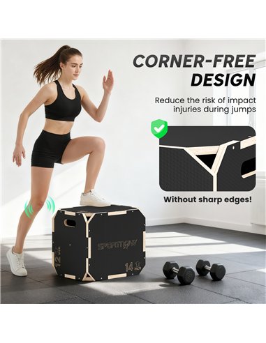 SPORTNOW Non-Slip Plyo Box, Corner-free Wooden Jump Box, 31 x 36 x 41 cm