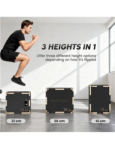 SPORTNOW Non-Slip Plyo Box, Corner-free Wooden Jump Box, 31 x 36 x 41 cm