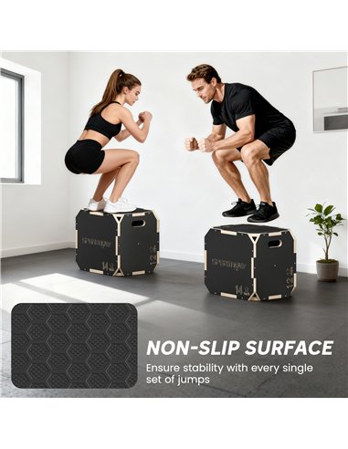SPORTNOW Non-Slip Plyo Box, Corner-free Wooden Jump Box, 31 x 36 x 41 cm