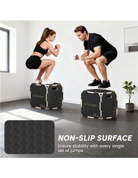 SPORTNOW Non-Slip Plyo Box, Corner-free Wooden Jump Box, 31 x 36 x 41 cm - pic 202630 | FastDaddyshop