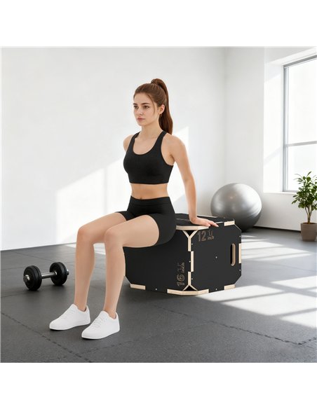 SPORTNOW Non-Slip Plyo Box, Corner-free Wooden Jump Box, 31 x 36 x 41 cm - pic 202632 | FastDaddyshop