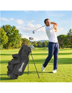 Outsunny Golf Stand Bag 6 Way Full-Length Dividers, Waterproof Golf Bag with 5 Pockets, Grey 2