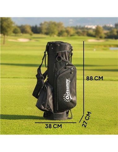 Outsunny Golf Stand Bag 6 Way Full-Length Dividers, Waterproof Golf Bag with 5 Pockets, Grey