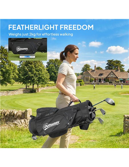Outsunny Golf Stand Bag 6 Way Full-Length Dividers, Waterproof Golf Bag with 5 Pockets, Grey - pic 202647 | FastDaddyshop