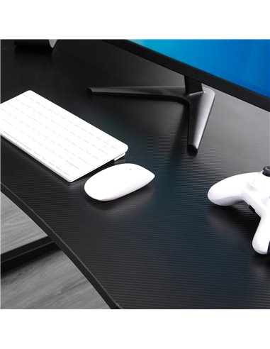 HOMCOM Ergonomic Gaming Desk, Racing Table with Headphone Hook, Cup Holder, Black