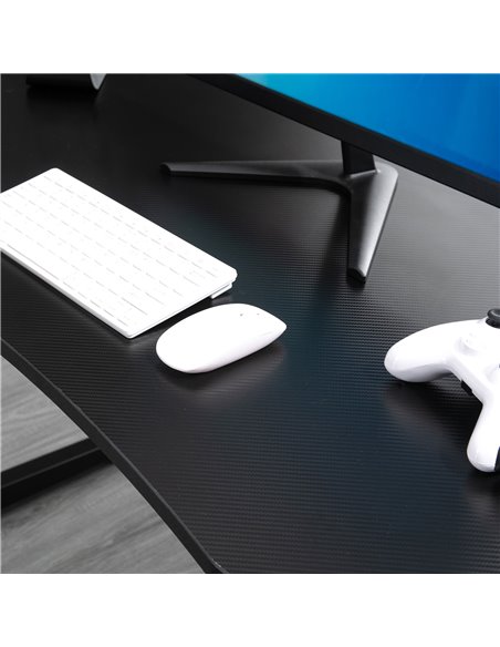 HOMCOM Ergonomic Gaming Desk, Racing Table with Headphone Hook, Cup Holder, Black - pic 20265 | FastDaddyshop