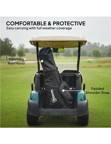 Outsunny Golf Stand Bag 6 Way Full-Length Dividers, Waterproof Golf Bag with 5 Pockets, Grey - pic 202650 | FastDaddyshop