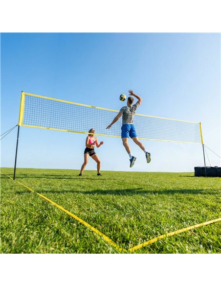 SPORTNOW Portable Volleyball Net Set with Adjustable Height Steel Poles, Volleyball, Boundary Line and Carrying Bag for Beach - pic 202653 | FastDaddyshop