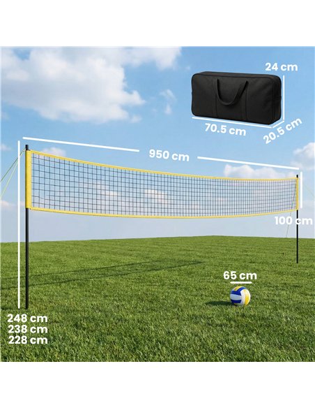 SPORTNOW Portable Volleyball Net Set with Adjustable Height Steel Poles, Volleyball, Boundary Line and Carrying Bag for Beach - pic 202654 | FastDaddyshop