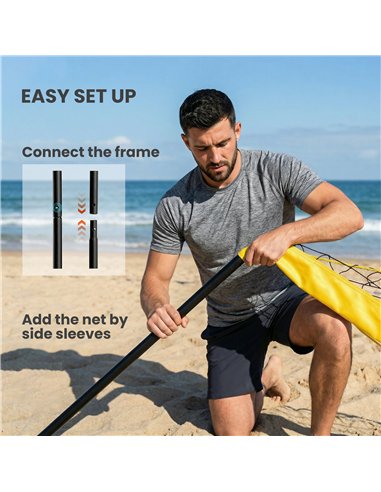 SPORTNOW Portable Volleyball Net Set with Adjustable Height Steel Poles, Volleyball, Boundary Line and Carrying Bag for Beach