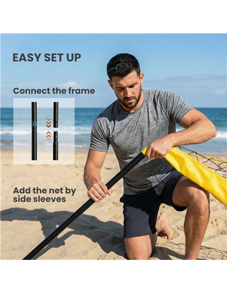SPORTNOW Portable Volleyball Net Set with Adjustable Height Steel Poles, Volleyball, Boundary Line and Carrying Bag for Beach - pic 202656 | FastDaddyshop
