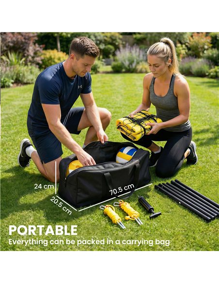 SPORTNOW Portable Volleyball Net Set with Adjustable Height Steel Poles, Volleyball, Boundary Line and Carrying Bag for Beach - pic 202658 | FastDaddyshop