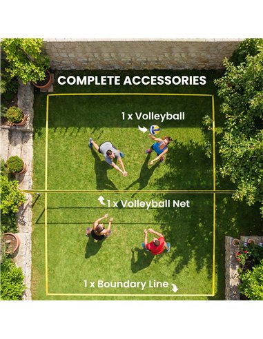 SPORTNOW Portable Volleyball Net Set with Adjustable Height Steel Poles, Volleyball, Boundary Line and Carrying Bag for Beach