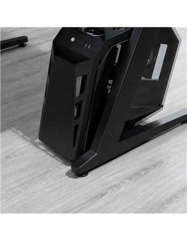 HOMCOM Ergonomic Gaming Desk, Racing Table with Headphone Hook, Cup Holder, Black