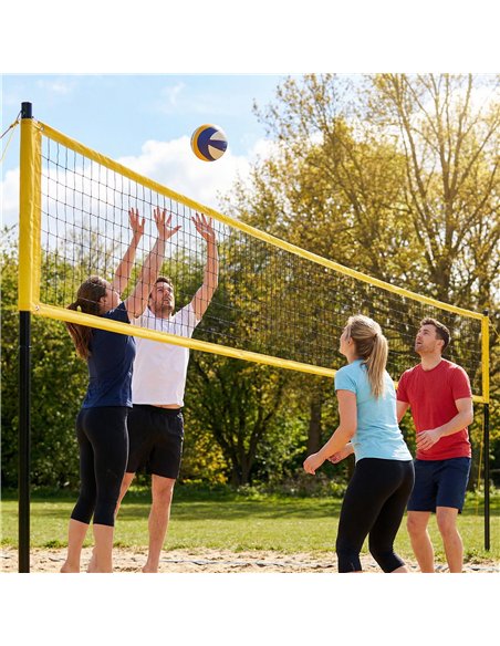SPORTNOW Portable Volleyball Net Set with Adjustable Height Steel Poles, Volleyball, Boundary Line and Carrying Bag for Beach - pic 202660 | FastDaddyshop