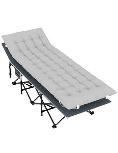 Outsunny 68cm Wide Folding Bed, Camping Cot for Adults with Mattress, Carry Bag, Storage Pocket, Max Load 150kg, Light Grey