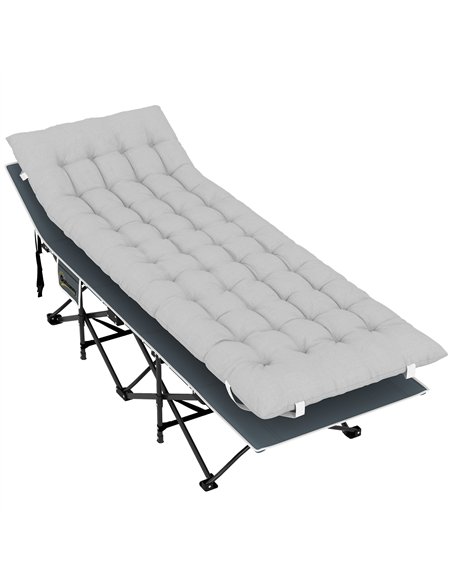 Outsunny 68cm Wide Folding Bed, Camping Cot for Adults with Mattress, Carry Bag, Storage Pocket, Max Load 150kg, Light Grey - pic 202670 | FastDaddyshop