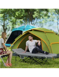 Outsunny 68cm Wide Folding Bed, Camping Cot for Adults with Mattress, Carry Bag, Storage Pocket, Max Load 150kg, Light Grey 2