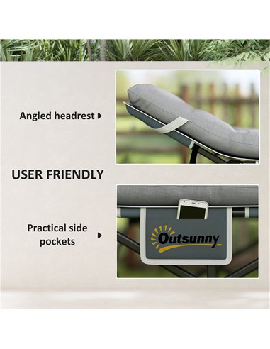 Outsunny 68cm Wide Folding Bed, Camping Cot for Adults with Mattress, Carry Bag, Storage Pocket, Max Load 150kg, Light Grey