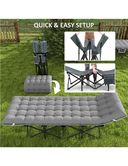 Outsunny 68cm Wide Folding Bed, Camping Cot for Adults with Mattress, Carry Bag, Storage Pocket, Max Load 150kg, Light Grey - pic 202676 | FastDaddyshop