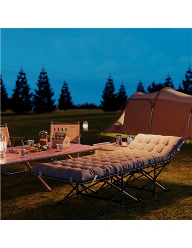 Outsunny 68cm Wide Folding Bed, Camping Cot for Adults with Mattress, Carry Bag, Storage Pocket, Max Load 150kg, Light Grey
